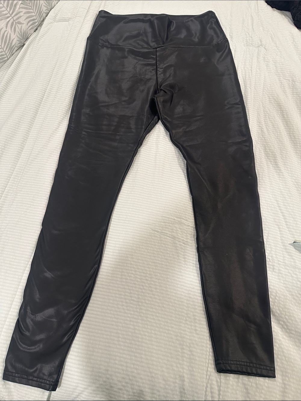Women's Black Faux Leather Leggings - Sleek High-Waist